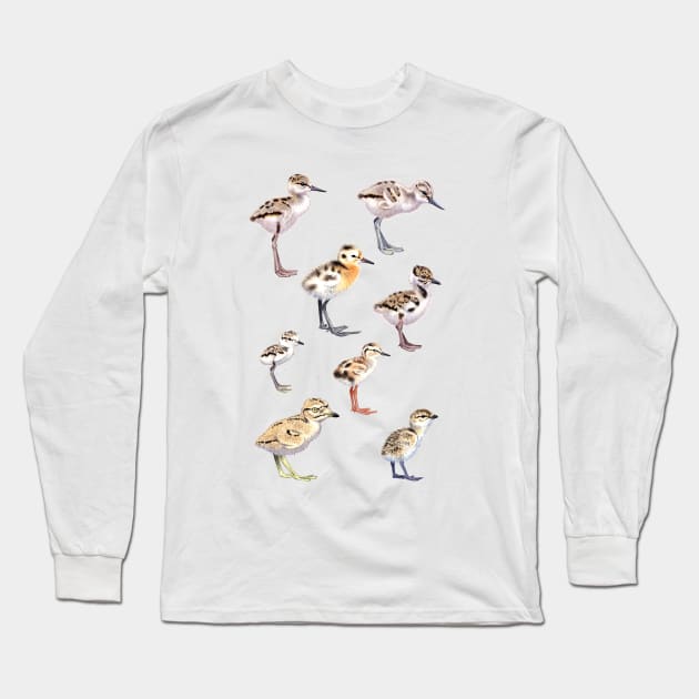 Shorebird chicks Long Sleeve T-Shirt by kokayart